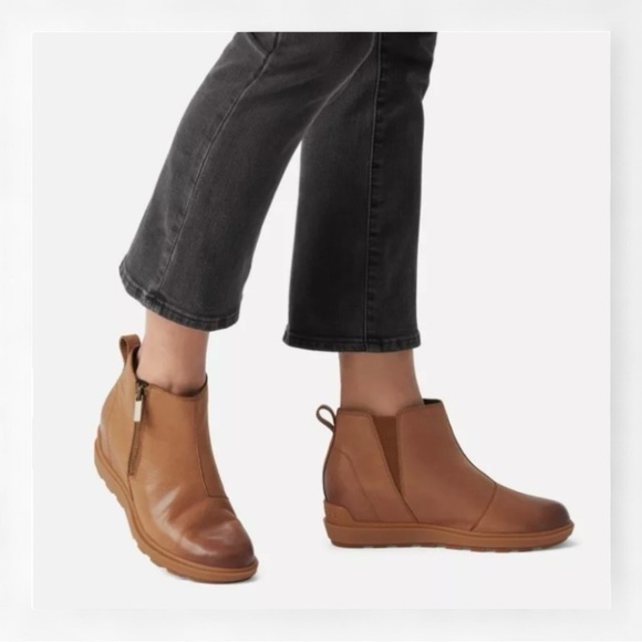 Sorel Evie Il Zip Wedge Booties in Tan NWOT - Picture 1 of 13